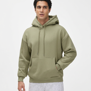 Sudadera con Capucha para Hombre, Talla Grande, de Alta Calidad, Manga Larga, Algodón Puro, Cuello de Doble Capa, Estampado Frontal Personalizable, Color Sólido, Talla Extra Grande - Product Image 1