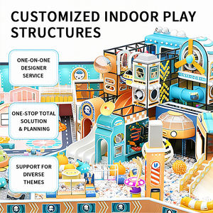 Детская игровая площадка в винтажном стиле с горкой, бассейном с шариками и скалодромом для развлекательного центра - Product Image 5