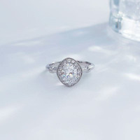 Bague de fiançailles pour femme en platine Pt950 avec diamant de laboratoire HPHT, taille ovale brillante, monture artistique à 4 griffes