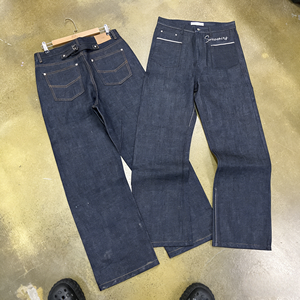 <span class=keywords><strong>Jeans</strong></span> in Denim Giapponese Selvedge Personalizzati OEM ODM, Modello <span class=keywords><strong>Baggy</strong></span> e Loose, Lavaggio Nero per Uomo - Product Image 4