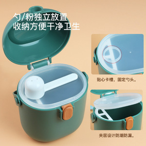 Portable Baby Formula <b>Container</b> Olive Green Double Layer Airtight Moisture Proof Storage For Newborns 0-12 Months - Product Image 5