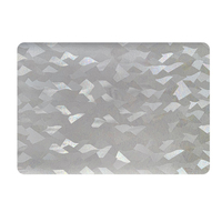 Set de table rectangulaire arrondi en PVC RNPT, motif mosaïque polygonale argentée, effet coquillage irisé, résistant à l'huile, pour salle à manger moderne