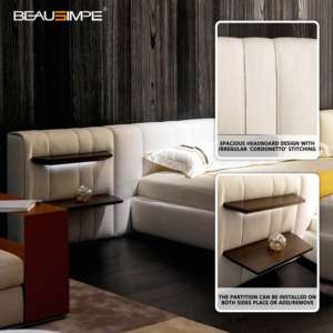 Estructura de cama tamaño King de lujo de alta calidad con tapicería suave de tela diseño moderno MDF madera silenciosa para villas y muebles para el hogar - Product Image 3