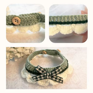 Collare in morbida pelle di lusso giapponese per gatti, con stampa fantasia, decorato con piume in lega, sciarpa per gattini, asciugamano per cani, accessori per animali domestici - Product Image 3