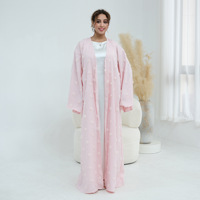 Abaya élégante pour l'Eid Ramadan 2026, robe d'été modeste avec fleurs 3D, embellissements floraux, abaya pour femmes musulmanes avec hijab