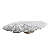Table à thé italienne légère de luxe et créative en marbre naturel imprimé léopard moderne et simple pour villa meubles