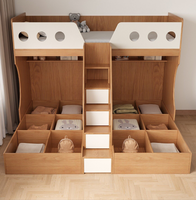 Lit superposé moderne et peu encombrant pour petits appartements, grande capacité de rangement, lit pour chambre d'enfant ou parent-enfant, bois écologique