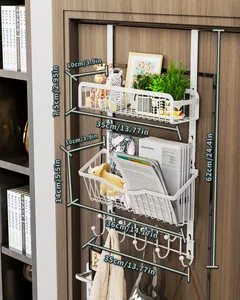 Over-The-Door Hooks 9-Hook Door Organizer With 2 Wire Baskets Hanging Hanger Towel Rack Bathroom Kitchen Bedroom Coat Shelf
