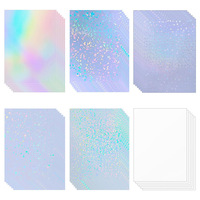 Feuille d'autocollants holographiques imperméables, film adhésif transparent en vinyle pour lamination, autocollant de recouvrement transparent, étiquette autocollante