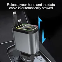Chargeur de voiture USB Type-C rétractable à charge rapide avec 2 ports Type-C, compatible universel