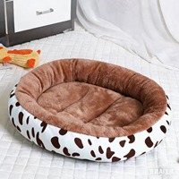 Lit pour animaux de compagnie en velours et fausse fourrure, noir, solide, pour l'hiver, lit ovale moelleux pour chien et chat, coussin à prix réduit