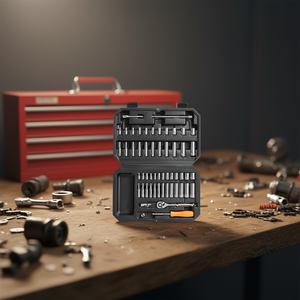 Jeu de douilles à cliquet 54 pièces avec embout de 1/4 pouce, douilles profondes métriques et SAE 5/32, 9/16, 4, 14 mm, mallette de rangement incluse - Product Image 2