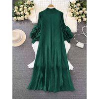 Robe plissée Miyake élégante à col montant pour femme, motif floral, couleur unie, grande taille, élastique, style Abaya musulmane, vente en gros