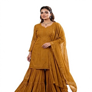 Salwar Kameez Verde Bordado, Vestido Tradicional Indio para Mujer, Tela GEORGETTE, Traje para Bodas y Fiestas, FATEMA FASHION - Product Image 1