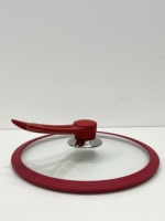 Couvercle en verre trempé avec bord en silicone rouge, poignée rouge, écologique, gamme de tailles de 12 cm à 32 cm pour casseroles, poêles, sauteuses - Marque Shixing