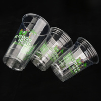 Gobelets en plastique PET à paroi simple, écologiques, jetables et personnalisés, avec couvercles à bulles pour boissons, thé au lait, café, jus - Tailles 16 oz
