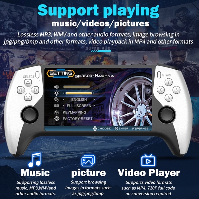 SF3500 Gaming Console Handheld Handheld Game Console Handheld Game Player Handheld Console Portable Jeux Video Videogameportatil