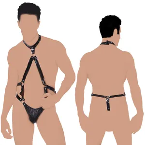 Bondage Gear Silicone Couro Full Role Play SM Bondage Gear Kits Brinquedos Sexuais para Homem