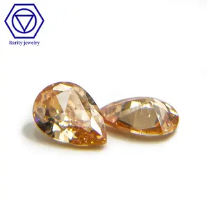 Rarity Factory wholesale Loose Gemstones Pear Cut Champagne Cz Stone 5A Cubic Zirconia Sample for jewelry making zircon price