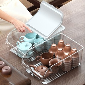 Modern Simple Style Detachable <b>Tea</b> Set Storage <b>Box</b> with Lid Stackable Tableware Organizer - Product Image 5