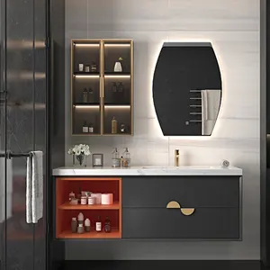 Multi-Choice Pvc Waterproof Single Ceramic Sink Bathroom Cabinet Nordic Bathroom Vanity Units With Mirror