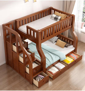 เตียงสองชั้นทันสมัยปี 2026 เตียงเด็กไม้จริงขายดี เตียงสองชั้นสีเทาสำหรับหอพัก - Product Image 2