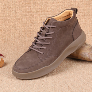 Bottes Martin pour hommes, à bout rond, en cuir véritable, à lacets, semelle extérieure en caoutchouc, confortables, style automne - Product Image 2