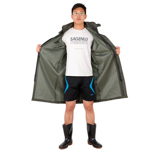 Military Green <b>Full</b> <b>Length</b> <b>Raincoat</b> Men Waterproof Outdoor Cycling Food Delivery Poncho Single Person Rainwear - Product Image 3