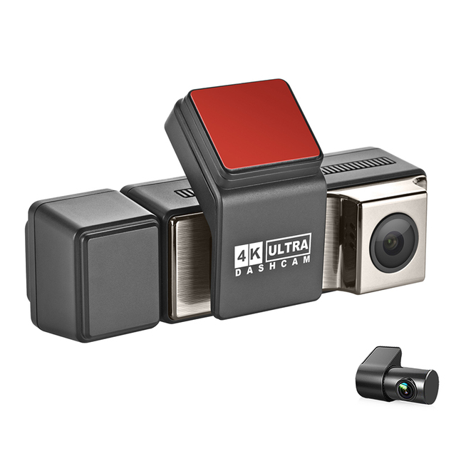 3 Channel 3 Lens Dash Cam Front/Rear Video Recorder Car DVR 24H HD 4K+1080P WDR Multi-language Interior Camera