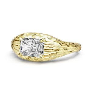 Оригинальные изысканные ювелирные изделия минималистский плиссированный дизайн с рисунком дерева в виде натурального 925, серебряное позолоченное кольцо с фианитами унисекс - Product Image 3