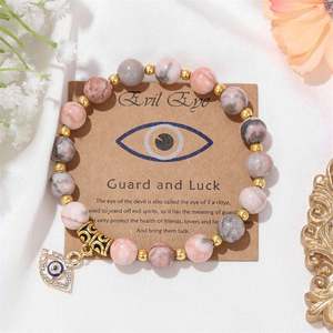 Wholesale Vintage Turkish Evil's Eye Protection <b>Bracelet</b> Healing Natural Crystal Stone Beaded Stretch <b>Bracelets</b> for Lucky Gifts - Product Image 5