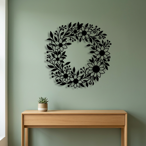 Corona Floral Rústica de Metal para Decoración de Pared, Hecha a Mano, Redonda, sin Luces, con Flores Decorativas, en Paquete Individual - Product Image 4