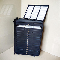 Valise trolley à 270 compartiments grande capacité pour lunettes, noire en EVA, avec tiroirs multicouches, pour 270 paires de lunettes optiques et de presbytie