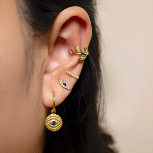 Pendientes de plata de ley 925 con diseño de ojos malvados, pendientes de tuerca con Zirconia cúbica, en color dorado y plateado - Product Image 5