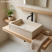 Landerstone Moca Crema évier en pierre naturelle toilette marbre salle de bain évier hôtel chambre marbre lavabo évier