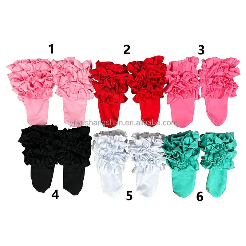 2023 Pure Cotton Multicolour Toddler Baby Girls Ruffle Anklet Socks