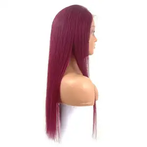 Ready To Ship 13*4 16" To 36" Lace Front Wig Brazilian Remy Human Hair 180% Density 99J Colored Straight Lace Front Wig