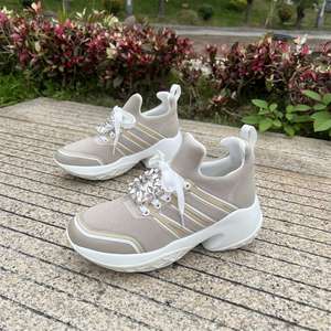 Роскошные зимние женские кроссовки на шнуровке из сетчатого трикотажа с ремешком на пряжке-бриллианте, на толстой подошве, в японско-корейском стиле, с сетчатым верхом - Product Image 2