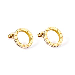 Pendientes de Oro de 14k con Diseño Coreano Vintage y Elegante, con Números Romanos, para Mujer - Product Image 3