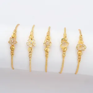JXX Gelang Fashion Cantik Lima Potong Set Gelang Gaya Yang Berbeda 24K Emas Disepuh Perhiasan Bangle