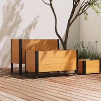 Jardinière extérieure en alliage d'aluminium, finition grain de bois, revêtement poudré, clôture de jardin, paravent d'intimité, pot de plante métallique personnalisé