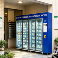 Armoire de stockage de fruits et légumes AIT avec distributeurs automatiques sans personnel pour des produits tels que le chou, le concombre et la tomate.