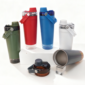 Vaso Mezclador Deportivo de Acero Inoxidable con Aislamiento de Doble Pared y Logotipo Personalizado, Botella Mezcladora de Proteínas con Base de Almacenamiento - Product Image 5