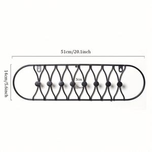 WEKIS - Estante de Pared de Alambre Metálico Negro Ovalado, Simple y Decorativo para el Hogar, con 8 Ganchos, Diseño Flexible Ecológico, Multiusos, Venta al por Mayor - Product Image 2