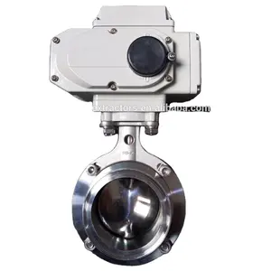 Sanitary Tempa Stainless Steel Listrik 304 Tri Penjepit Butterfly Valve dengan Aktuator