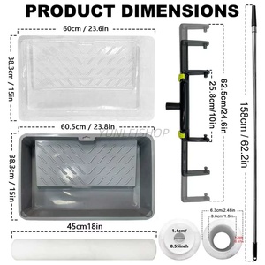 Ensemble de 7 rouleaux à <span class=keywords><strong>peinture</strong></span> de 18 pouces, perche télescopique de 5,2 pieds, <span class=keywords><strong>bac</strong></span> et pinceau pour la <span class=keywords><strong>peinture</strong></span> de grandes surfaces en hauteur - Product Image 2
