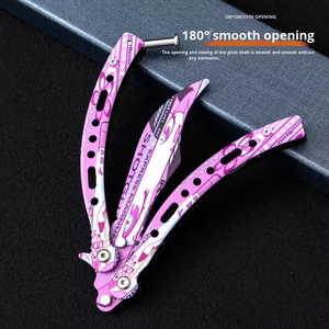 Suministro Directo de Fábrica Cuchillo de Entrenamiento Tipo Mariposa Balisong <span class=keywords><strong>CSGO</strong></span> Hoja Multifunción Plegable para Acampar al Aire Libre 3Cr13 - Product Image 5