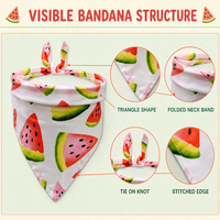 Foulard réfléchissant réversible en coton personnalisé pour animaux de compagnie, motif fruits, triangle, avec nœud, vente en gros pour boutiques