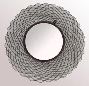 Miroir mural rond en fil métallique, design industriel décoratif encadré - Product Image 1