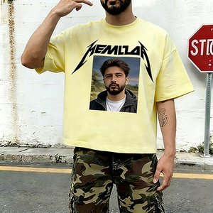 T-shirts en coton oversize pour hommes, collection Printemps 2026, coupe décontractée, imprimé numérique à motif unique, résistants aux plis et aux décolorations, style streetwear - Product Image 4